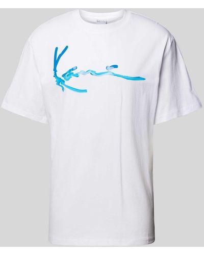 Karlkani T-shirt Met Labelprint - Blauw