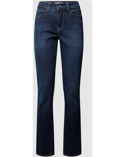 M·a·c Straight Fit Jeans Met Labelpatch - Blauw