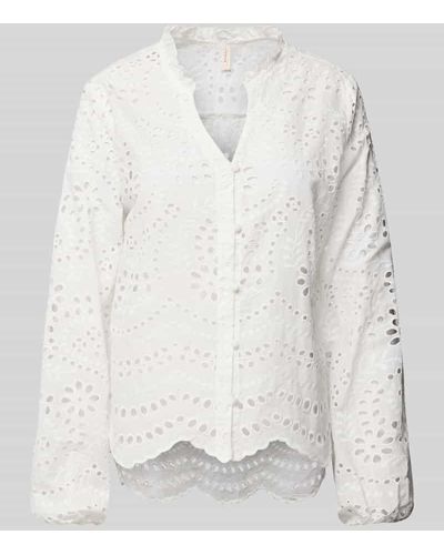 ONLY Bluse mit Lochmuster Modell 'BINE LALISA' - Weiß