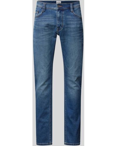 Mustang Slim Fit Jeans Met Labelpatch - Blauw