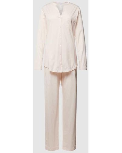 Hanro Pyjama mit Brusttasche - Weiß