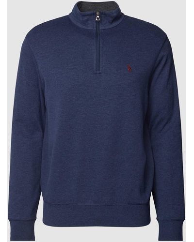 Polo Ralph Lauren Sweatshirt mit Viskose-Anteil und kurzem Reißverschluss - Blau