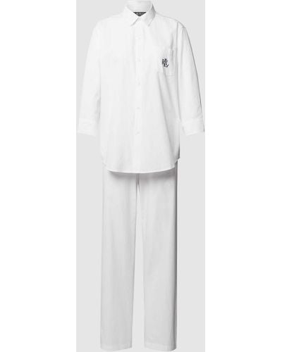 Lauren by Ralph Lauren Pyjama aus Baumwoll-Viskose-Mix - Weiß