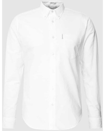 Ben Sherman Freizeithemd mit Button-Down-Kragen Modell 'SIGNATURE GOTS' - Weiß