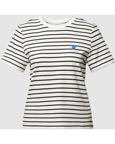 S.oliver T-shirt Met Motiefstitching - Zwart