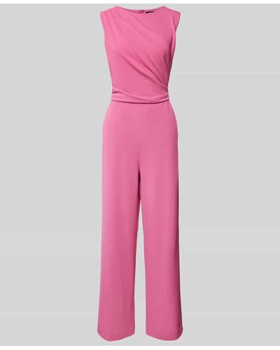 Swing Jumpsuit in unifarbenem Design mit Eingrifftaschen - Pink