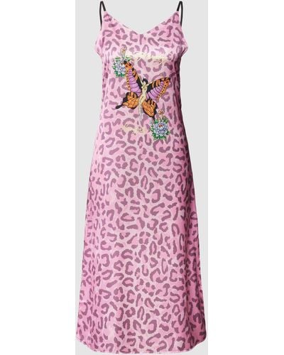 Ed Hardy Knielanges Kleid mit Animal-Print Modell 'MOTHERFLY' - Pink