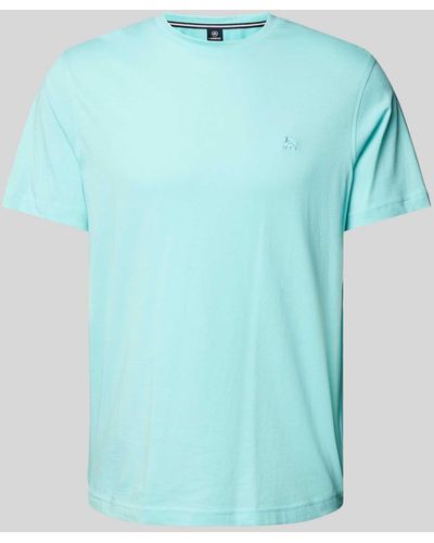 Lerros T-Shirt mit Logo-Stitching - Blau