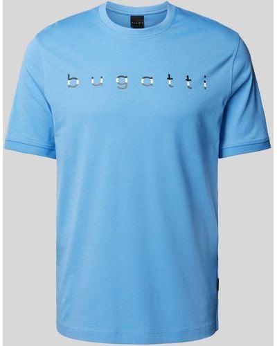 Bugatti T-shirt Met Logoprint - Blauw