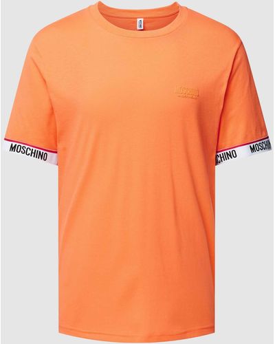 Moschino T-shirt Met Labelprint - Oranje