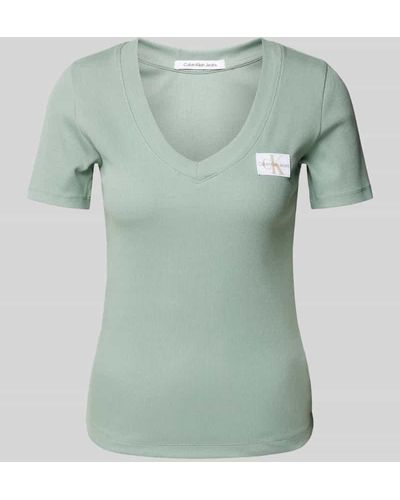 Calvin Klein T-Shirt in Label-Patch - Grün