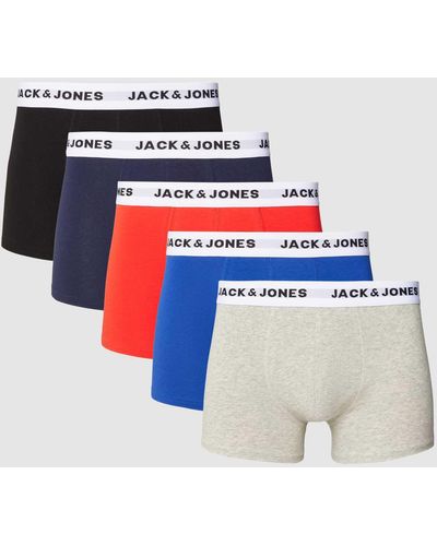 Jack & Jones Trunks mit elastischem Label-Bund im 5er-Pack - Blau