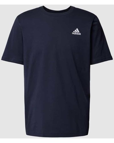 adidas T-Shirt mit Label-Stitching - Blau