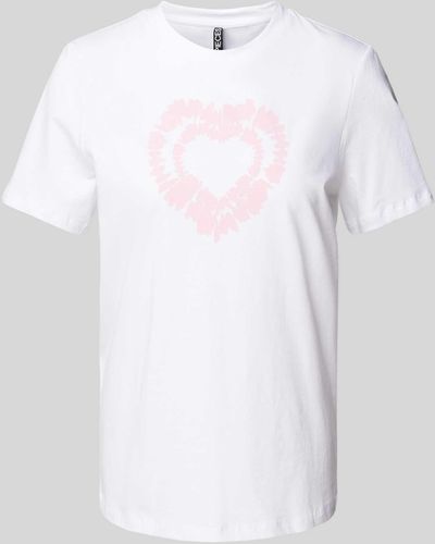 Pieces T-shirt Met Motiefprint - Wit