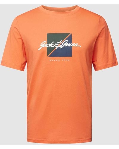Jack & Jones T-Shirt mit Label-Print Modell 'JORWAYNE' - Orange