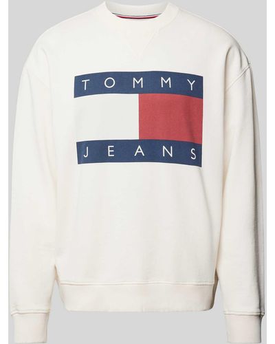 Tommy Hilfiger Relaxed Fit Sweatshirt mit Label-Print - Weiß