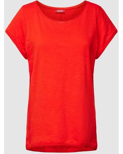 Esprit T-Shirt mit Rundhalsausschnitt und kurzen Ärmeln - Rot