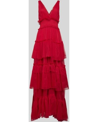 LACE & BEADS Abendkleid mit V-Ausschnitt - Rot
