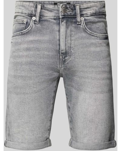 Only & Sons Slim Fit Jeansshorts im 5-Pocket-Design Modell 'PLY' - Grau