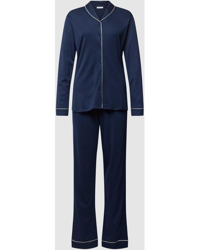 Hanro Pyjamabovendeel Met Doorknoopsluiting - Blauw