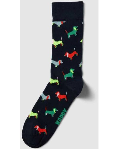 Happy Socks Socken mit Allover-Muster Modell 'Puppy Love' - Blau