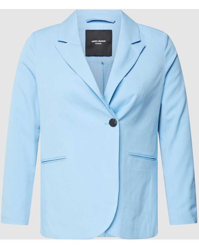Vero Moda Plus Size Blazer Met Paspelzakken - Blauw