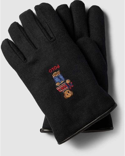 Polo Ralph Lauren Handschuhe mit Motiv-Stitching Modell 'BEAR' - Schwarz