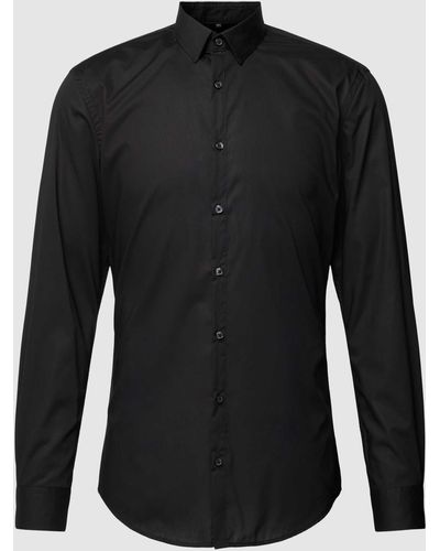 Jake*s Super Slim Fit Zakelijk Overhemd Met Kentkraag - Zwart
