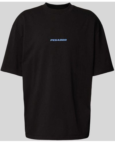 PEGADOR Oversized T-Shirt mit Label-Print Modell 'COLNE LOGO' - Schwarz