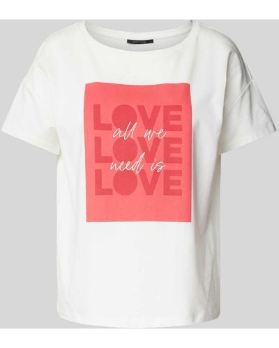 Comma, T-shirt Met Statementprint - Meerkleurig