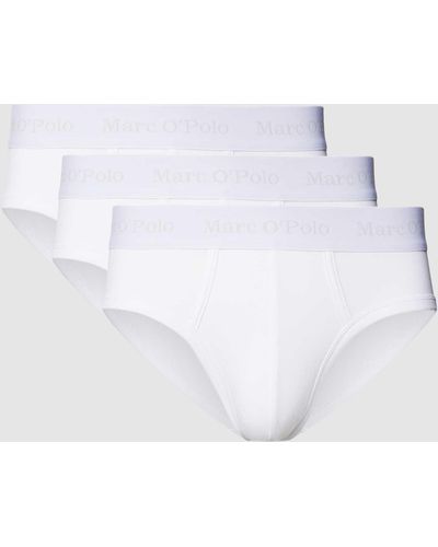 Marc O' Polo Pants mit Label-Bund Modell 'ESSENTIALS' im 3er-Pack - Weiß