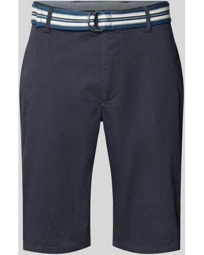 Christian Berg Men Regular Fit Chino-Shorts mit Gürtel - Blau