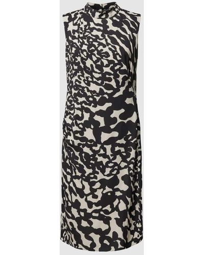 Luisa Cerano Knielanges Kleid aus Viskose mit Animal-Muster - Weiß