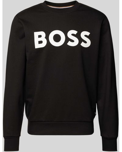 BOSS Sweatshirt mit Label-Print Modell 'Soleri' - Schwarz