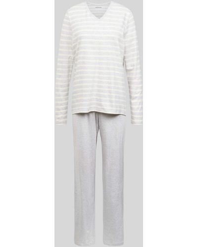 Schiesser Pyjama mit Streifenmuster - Weiß