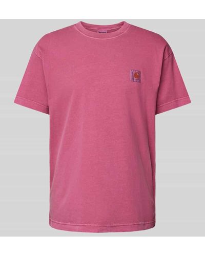 Carhartt T-Shirt mit Label-Patch Modell 'Nelson' - Pink