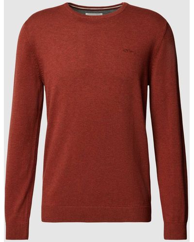 s.Oliver RED LABEL Strickpullover mit Label-Stitching Modell 'BASIC' - Rot