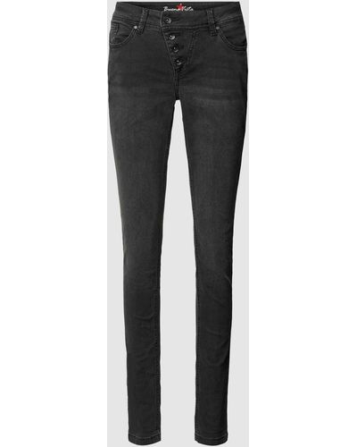 Buena Vista Skinny Fit Jeans Met Effen Design En Used-look - Grijs