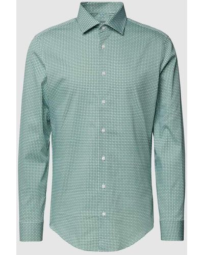 Seidensticker Slim Fit Business-Hemd mit Allover-Muster - Grün