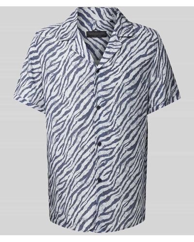 DRYKORN Regular Fit Freizeithemd mit Allover-Muster Modell 'BIJAN' - Blau