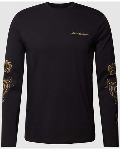 Armani Exchange Longsleeve mit Label-Stitching - Schwarz