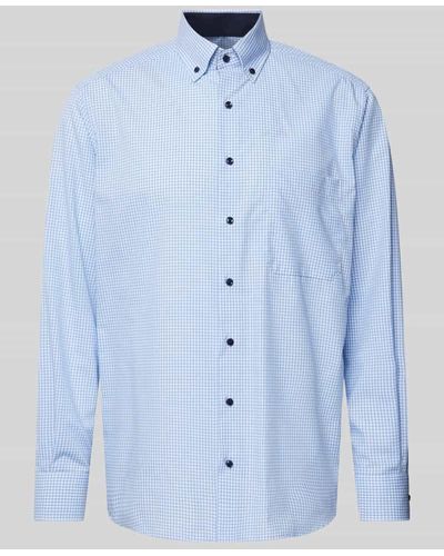 Eterna Comfort Fit Business-Hemd mit Button-Down-Kragen - Blau