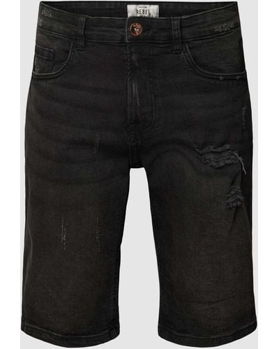 Redefined Rebel Jeansshorts im 5-Pocket-Design Modell 'PORTO' - Schwarz
