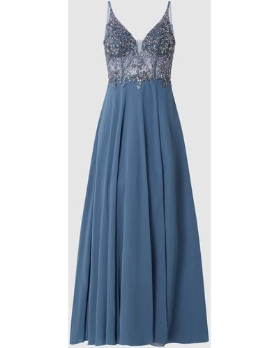 Luxuar Abendkleid mit Strasssteinen - Blau