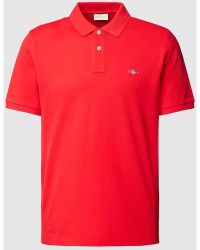 GANT Regular Fit Poloshirt mit Label-Stitching Modell 'SHIELD' - Rot