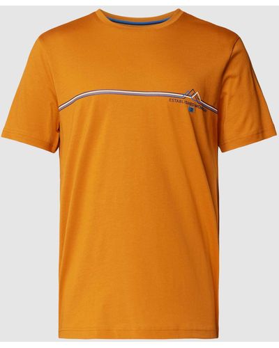 Christian Berg Men T-shirt Met Contraststrepen - Oranje