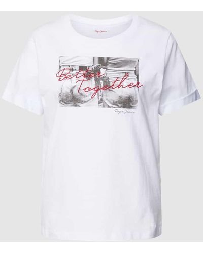 Pepe Jeans T-Shirt mit Statement-Print Modell 'NICOLE' - Weiß
