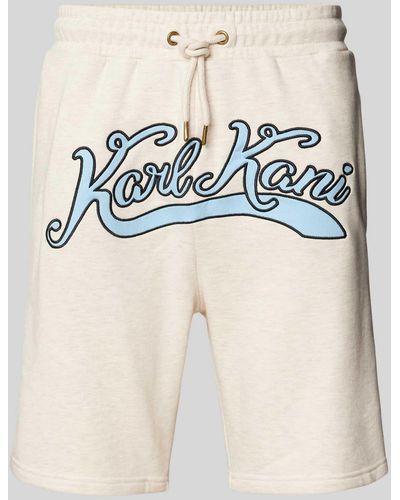 Karlkani Regular Fit Sweatshorts Met Labelstitching - Blauw