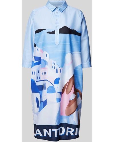 Milano Italy Knielanges Kleid mit Allover-Print - Blau