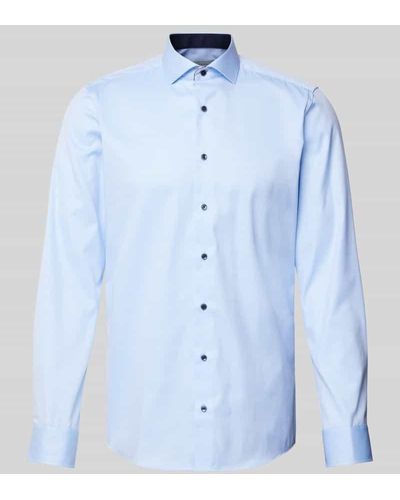 Eterna Slim Fit Business-Hemd mit Haifischkragen Modell 'HAI' - Blau